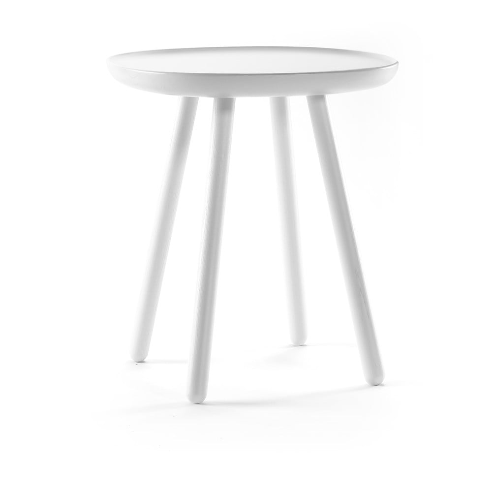 Biely odkladací stolík z masívu EMKO Naïve ø 45 cm