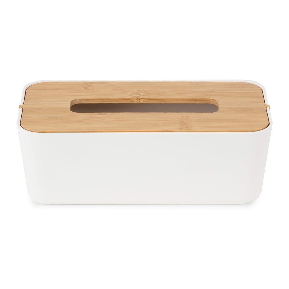 Biely box na vreckovky s bambusovým vekom Compactor Basic
