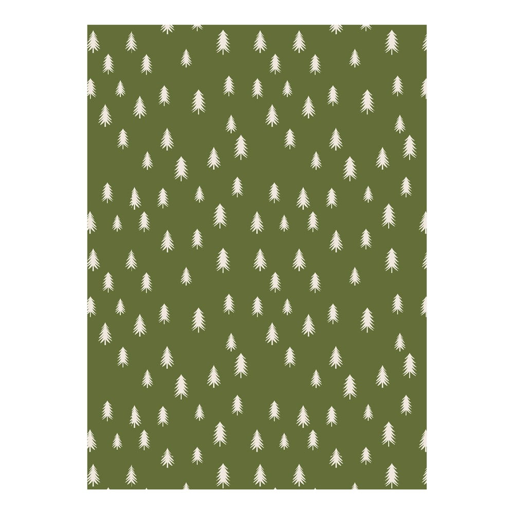5 hárkov zeleného baliaceho papiera eleanor stuart Christmas Trees 50 x 70 cm