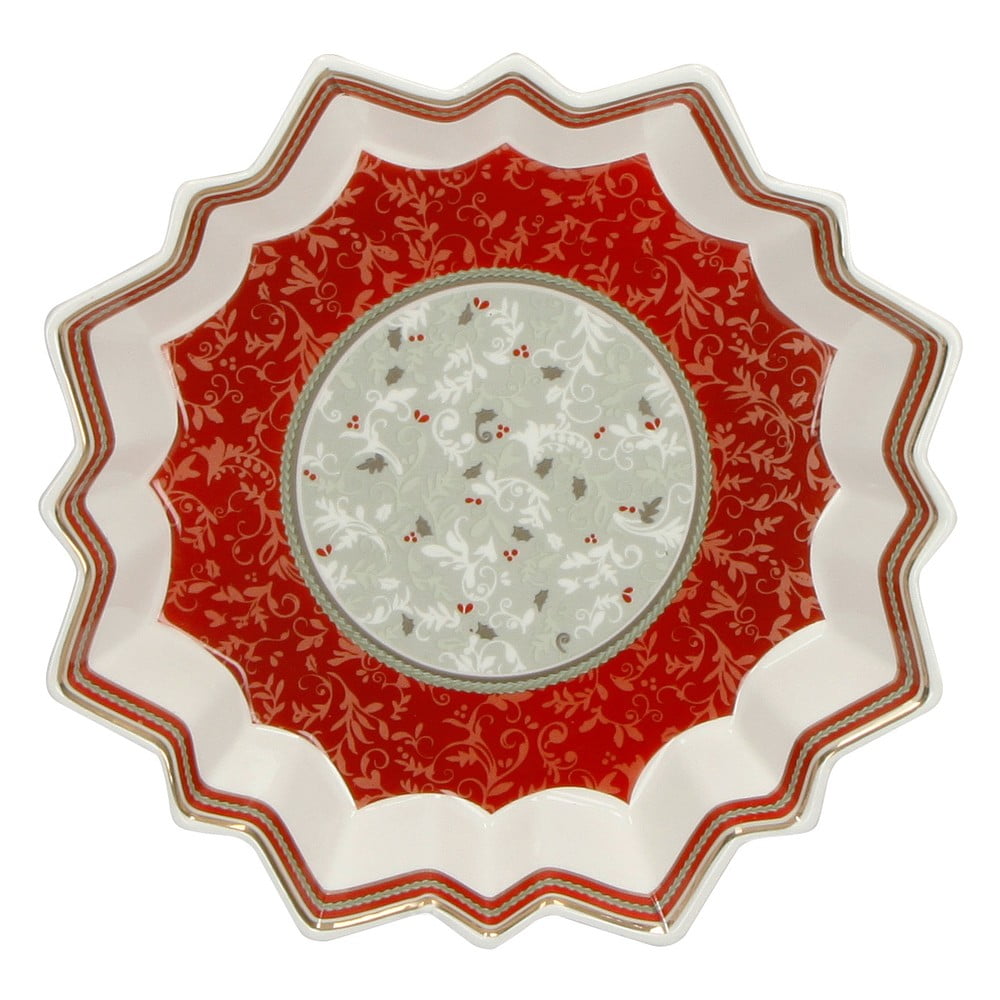 Porcelánový servírovací tanier s vianočným motívom Brandani Vassoio Stella Connubio ⌀ 22 cm
