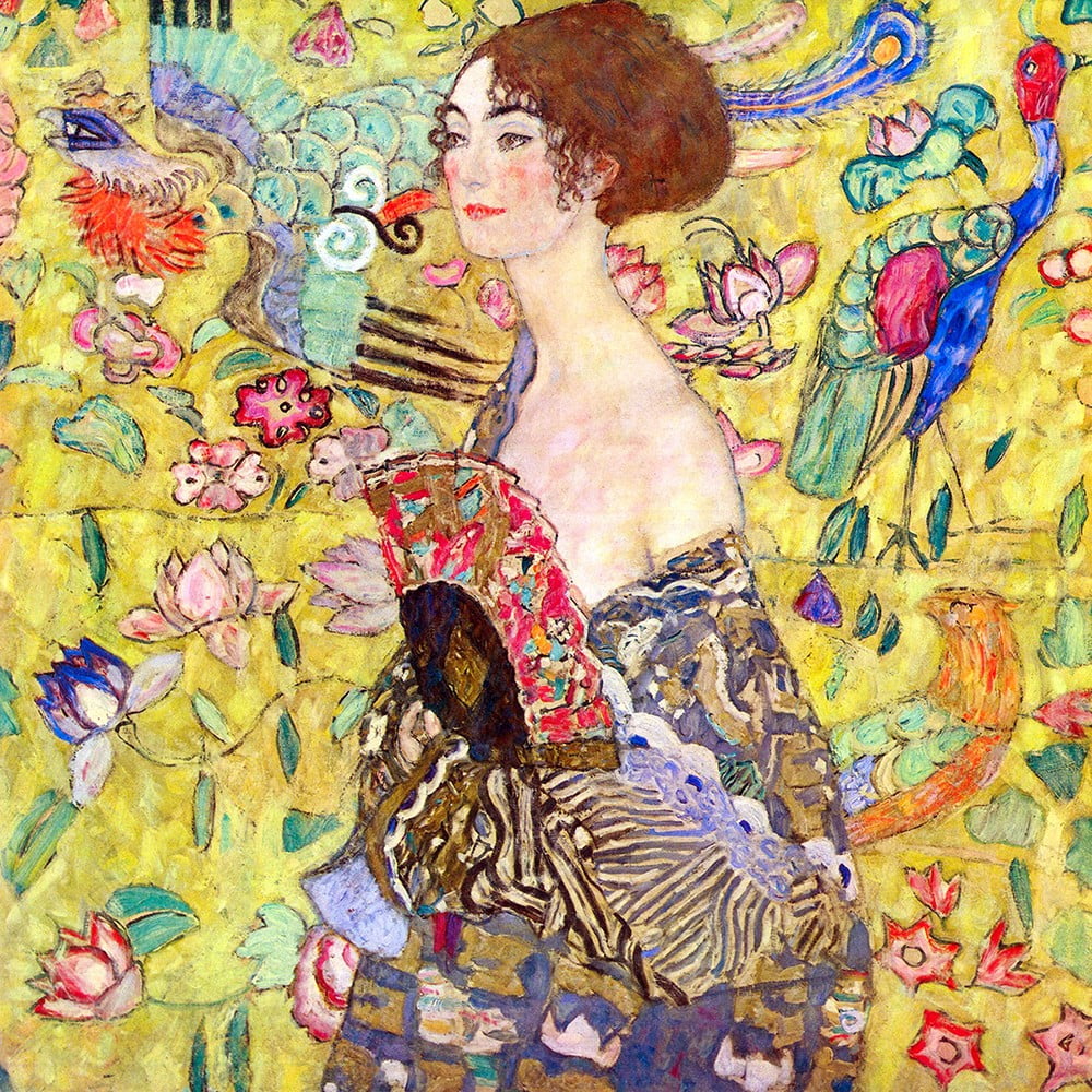 Reprodukcia obrazu Gustav Klimt Lady With Fan 70 × 70 cm