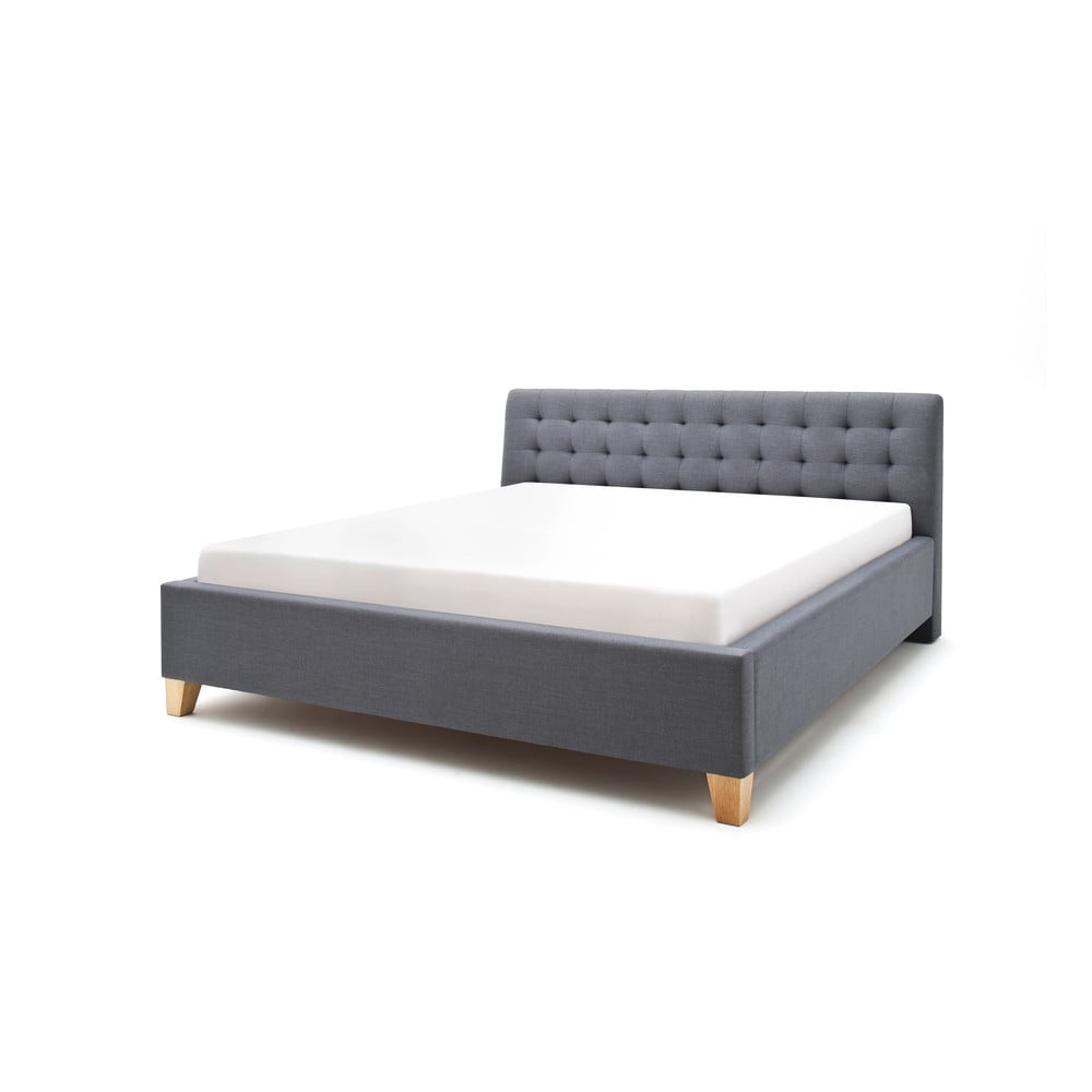Sivá dvojlôžková posteľ Meise Möbel Lucca 140 x 200 cm