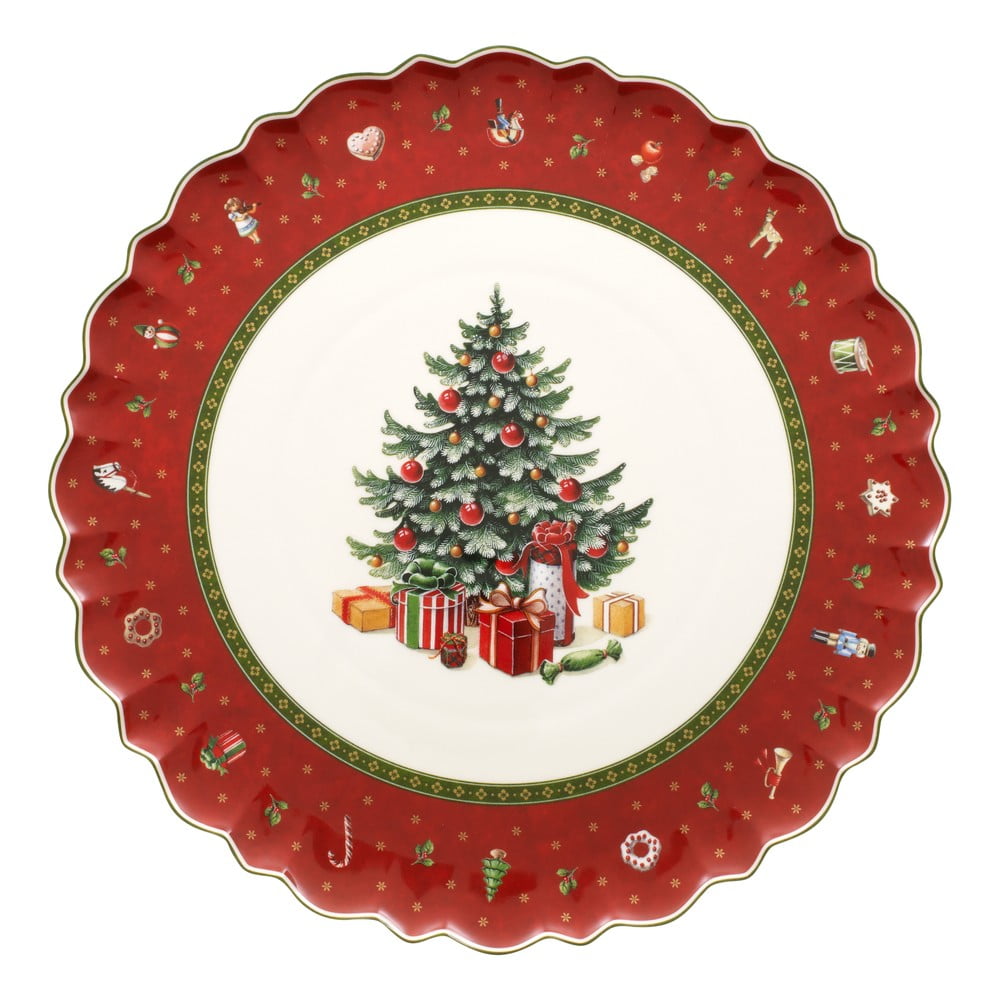 Bielo-červený porcelánový vianočný tanier Toys Delight VilleroyBoch ø 33 cm
