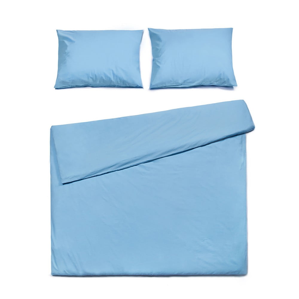 Blankytné modré bavlnené obliečky na dvojlôžko Bonami Selection 200 x 200 cm