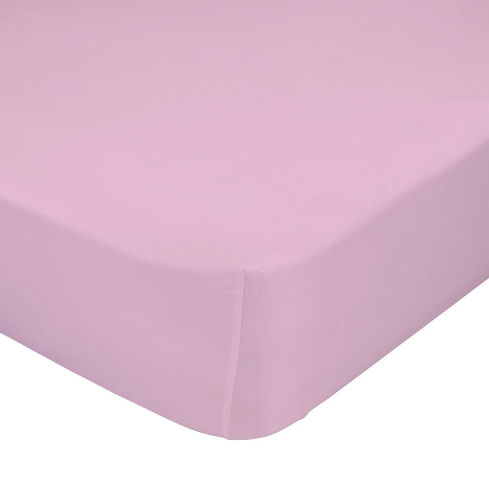 Ružová elastická plachta z čistej bavlny Happy Friday Basic 90 x 200 cm