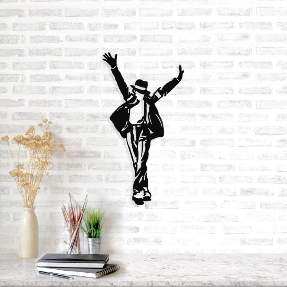 Čierna kovová nástenná dekorácia Michael Jackson 36 × 69 cm