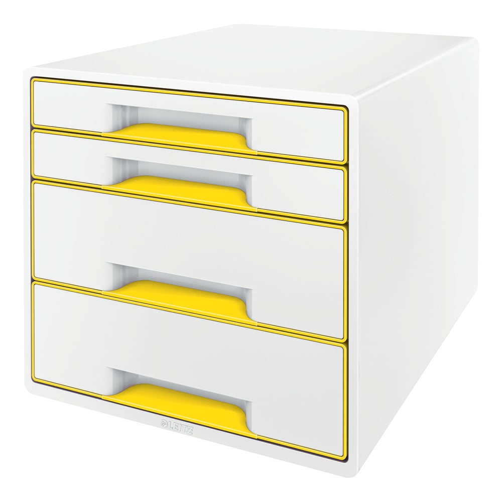 Bielo-žltý zásuvkový box Leitz WOW CUBE 4 zásuvky