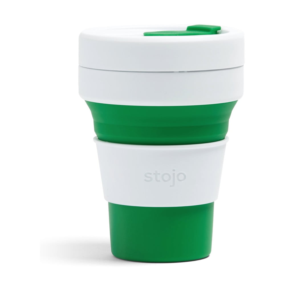 Bielo-zelený skladací hrnček Stojo Pocket Cup 355 ml