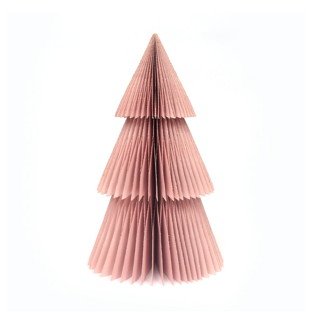 Trblietavá ružová papierová vianočná ozdoba v tvare stromu Only Natural výška 225 cm