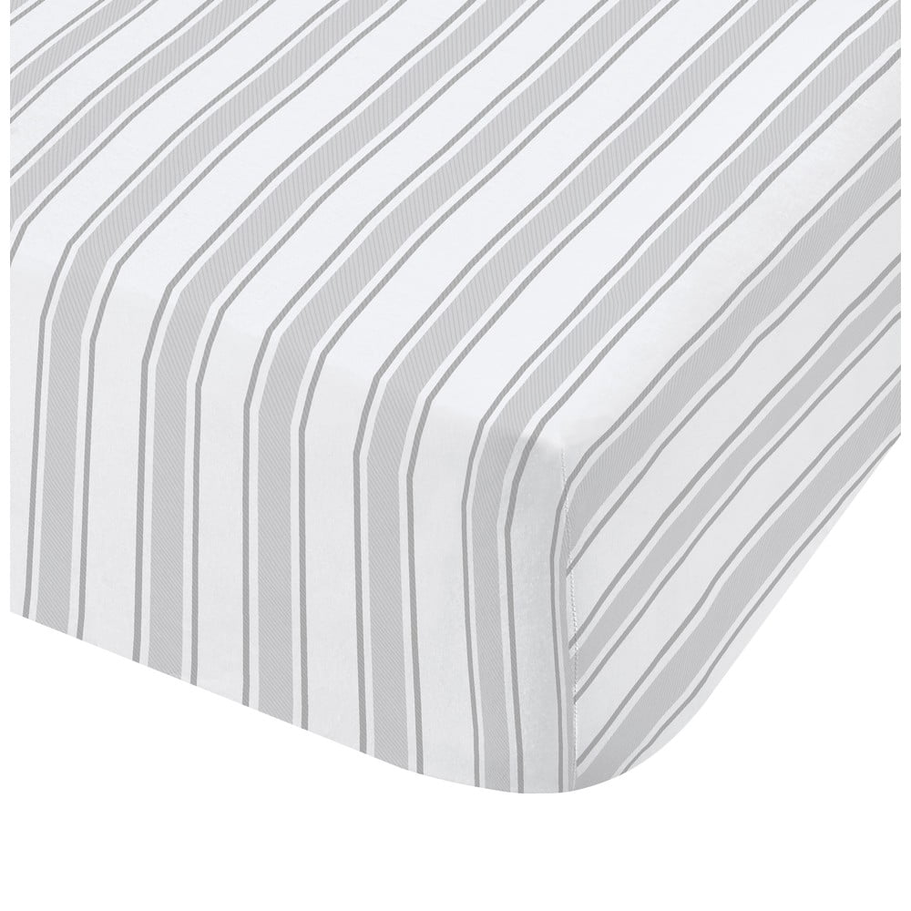 Sivo-biela bavlnená plachta Bianca Check And Stripe 90 x 190 cm