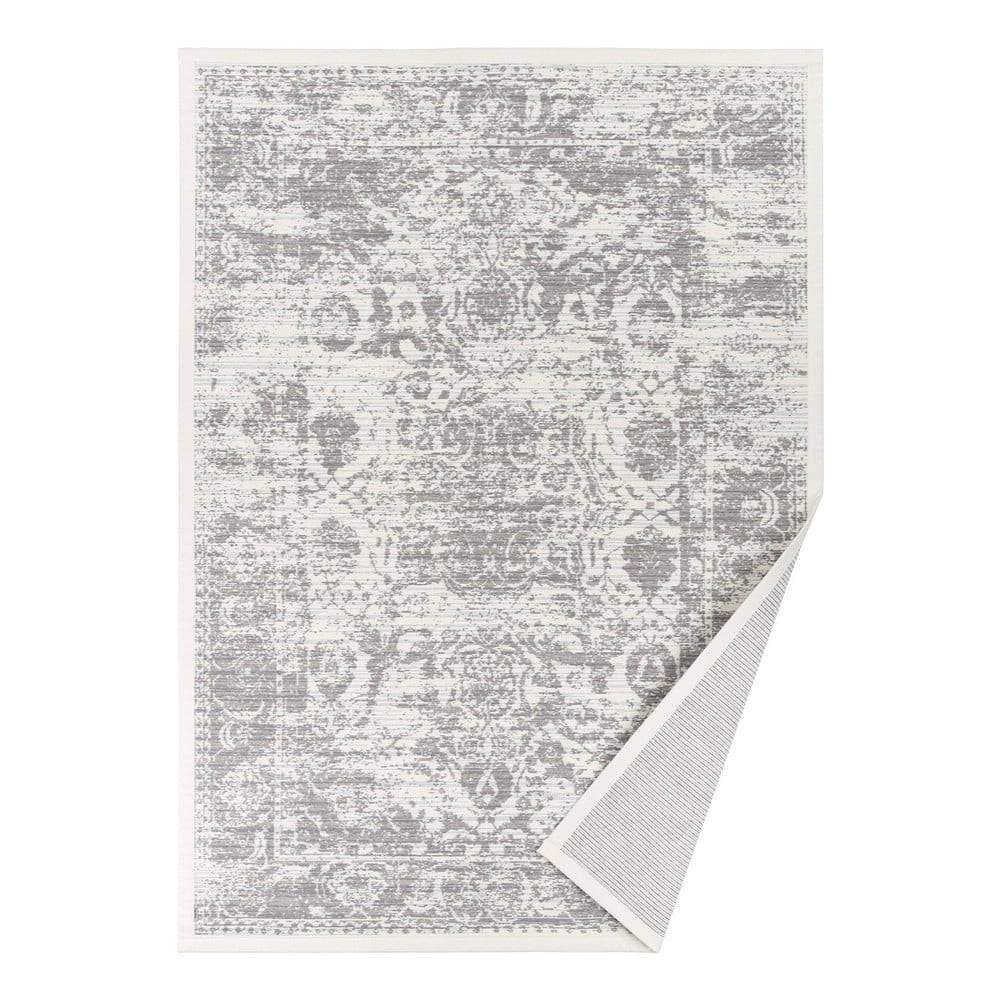 Biely vzorovaný obojstranný koberec Narma Palmse 160 x 230 cm