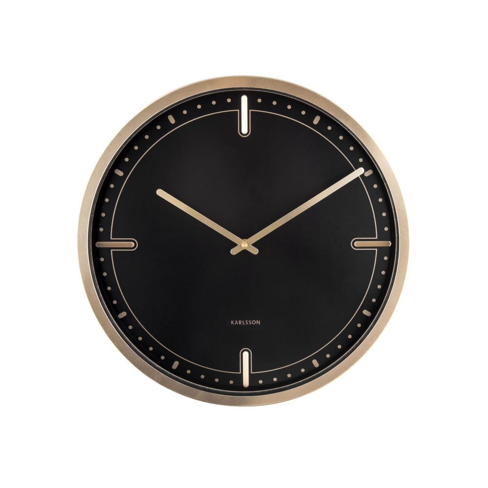 Čierne nástenné hodiny Karlsson Dots ø 42 cm