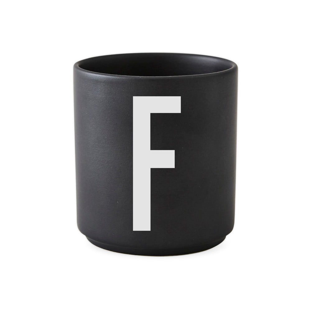 Čierny porcelánový hrnček Design Letters Alphabet F 250 ml