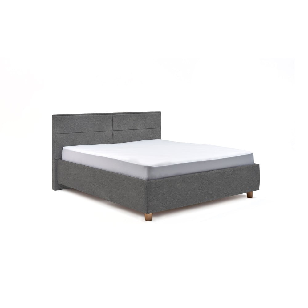 Svetlosivá dvojlôžková posteľ s roštom a úložným priestorom PreSpánok Grace 160 x 200 cm