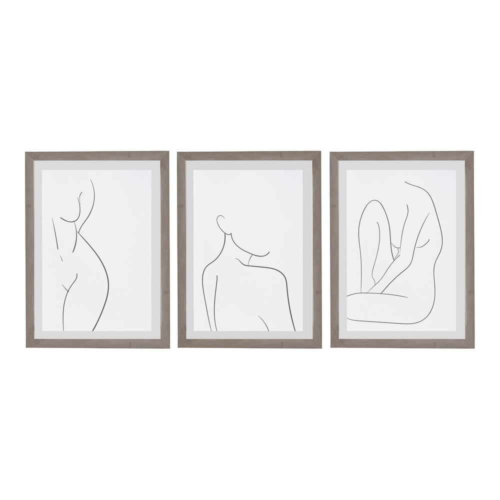 Súprava 3 nástenných obrazov v ráme Surdic Body Studies 35 x 45 cm