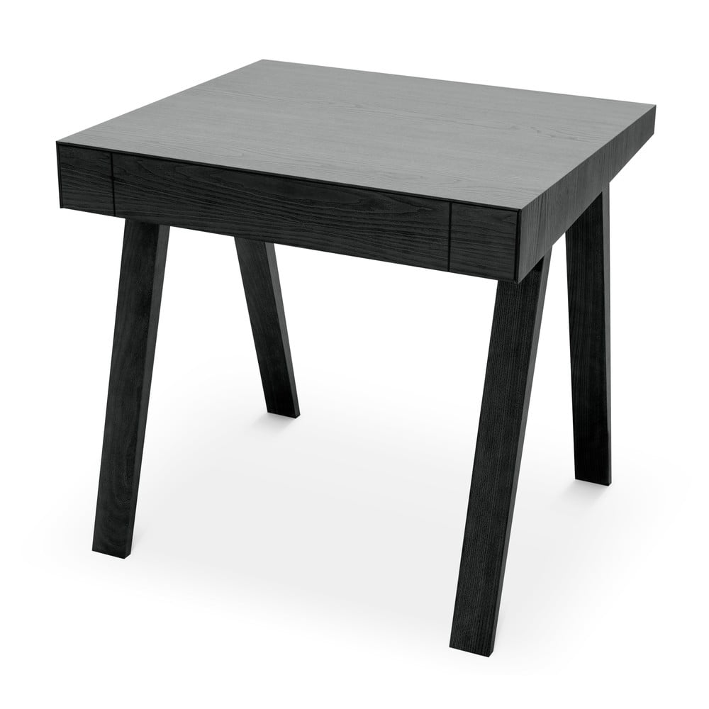 Čierny stôl s nohami z jaseňového dreva EMKO 49 80 x 70 cm