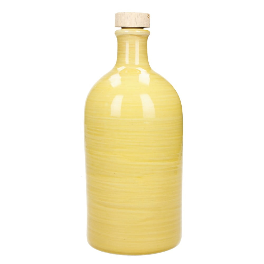 Žltá keramická fľaša na olej Brandani Maiolica 500 ml