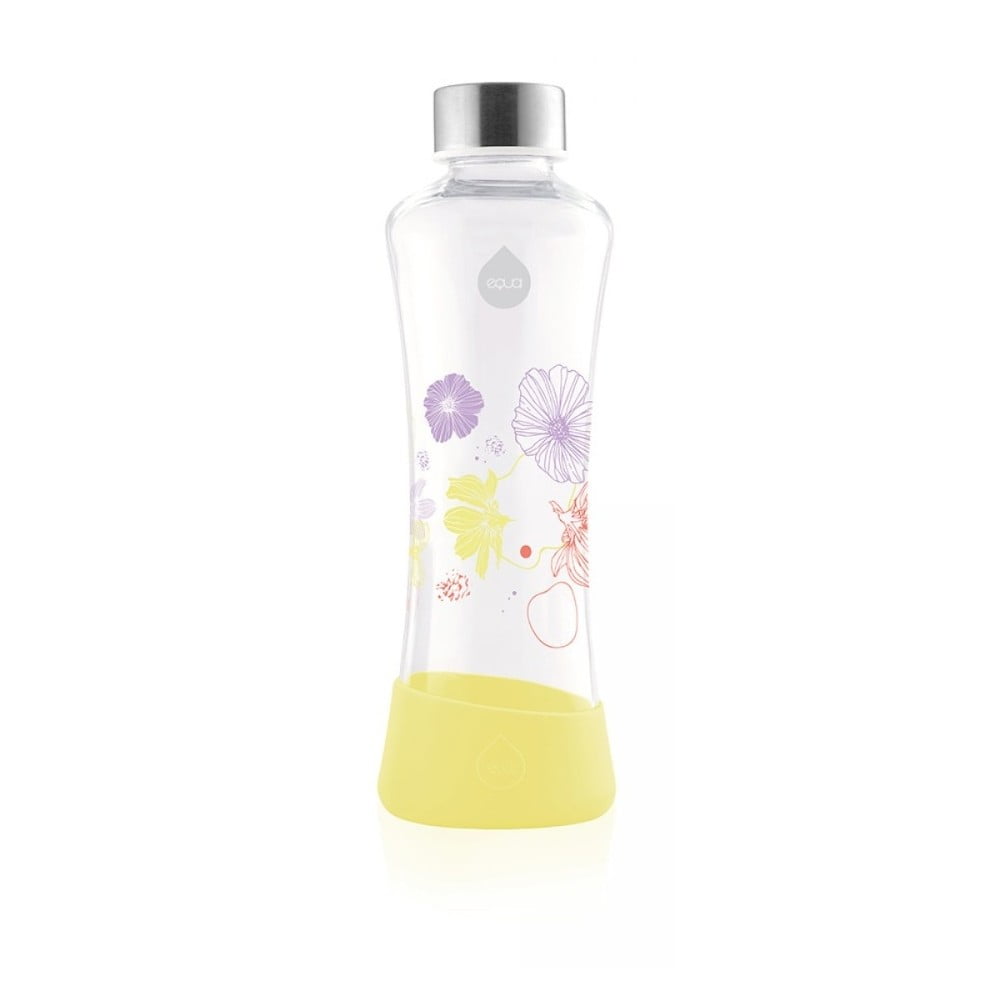 Žltá sklenená fľaša Equa flowerhead Daisy 550 ml