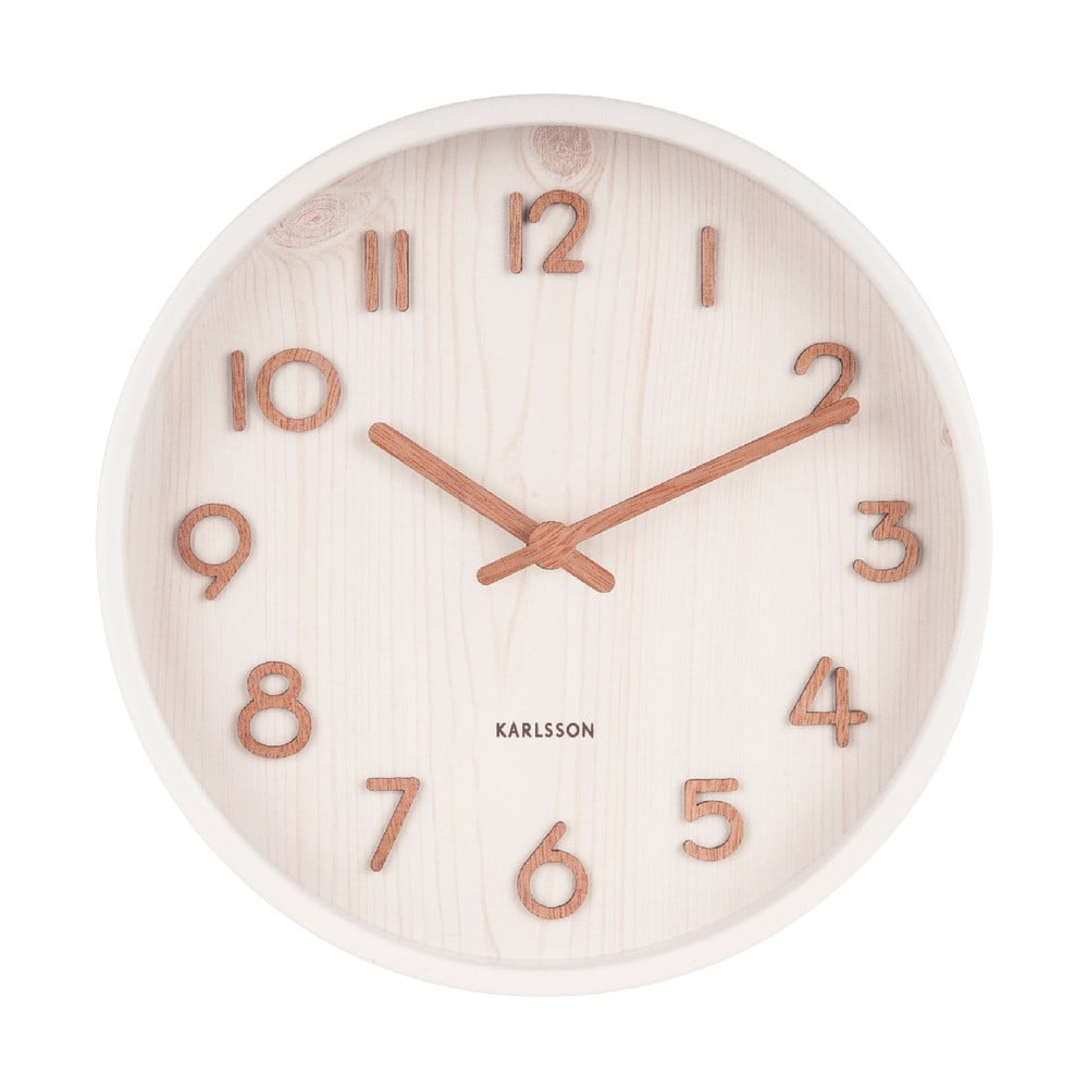 Biele nástenné hodiny z lipového dreva Karlsson Pure Small ø 22 cm
