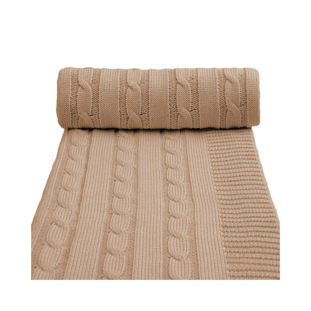 Béžová pletená detská deka s podielom bavlny T-TOMI Spring 80 x 100 cm