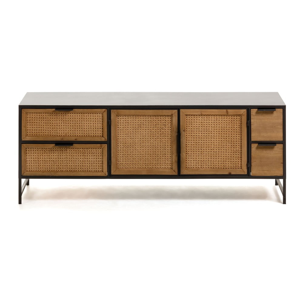 Čierno-hnedý TV stolík Kave Home Kyoko 150 x 55 cm
