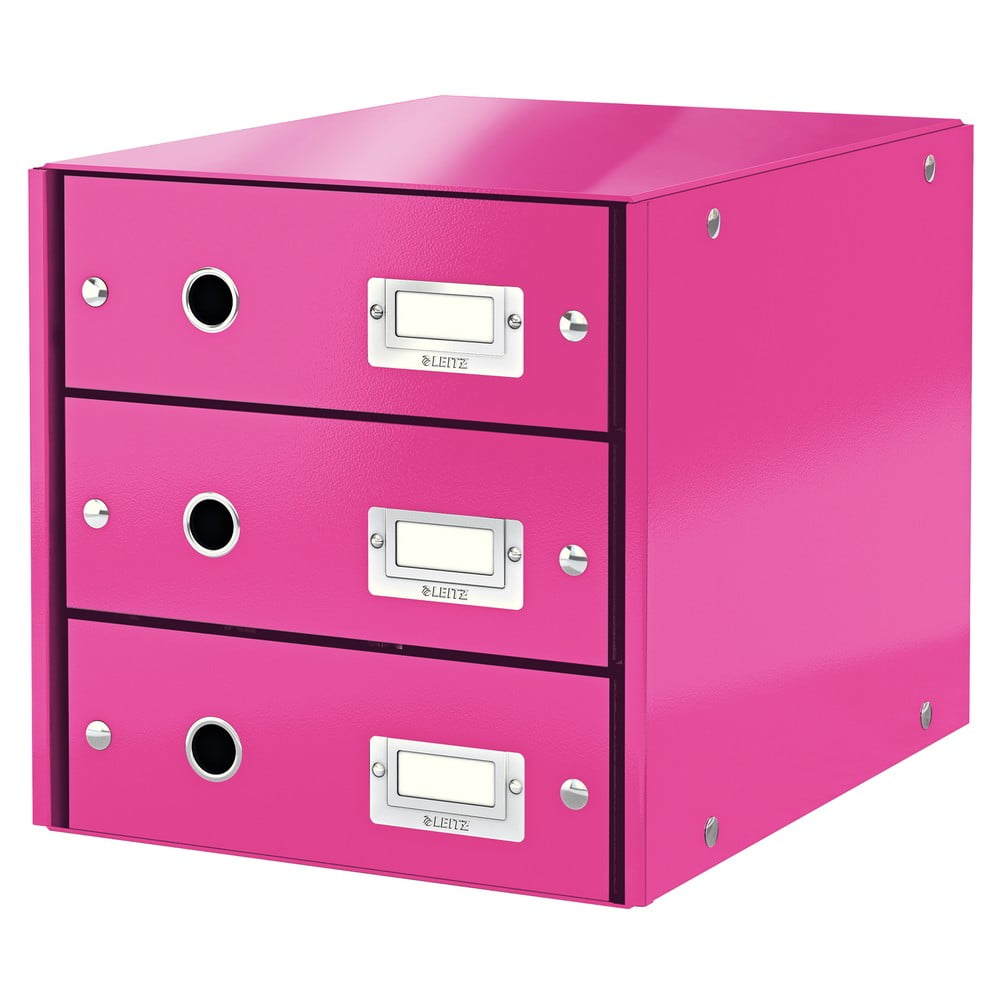Ružová škatuľa s 3 zásuvkami Leitz Office 36 x 29 x 28 cm