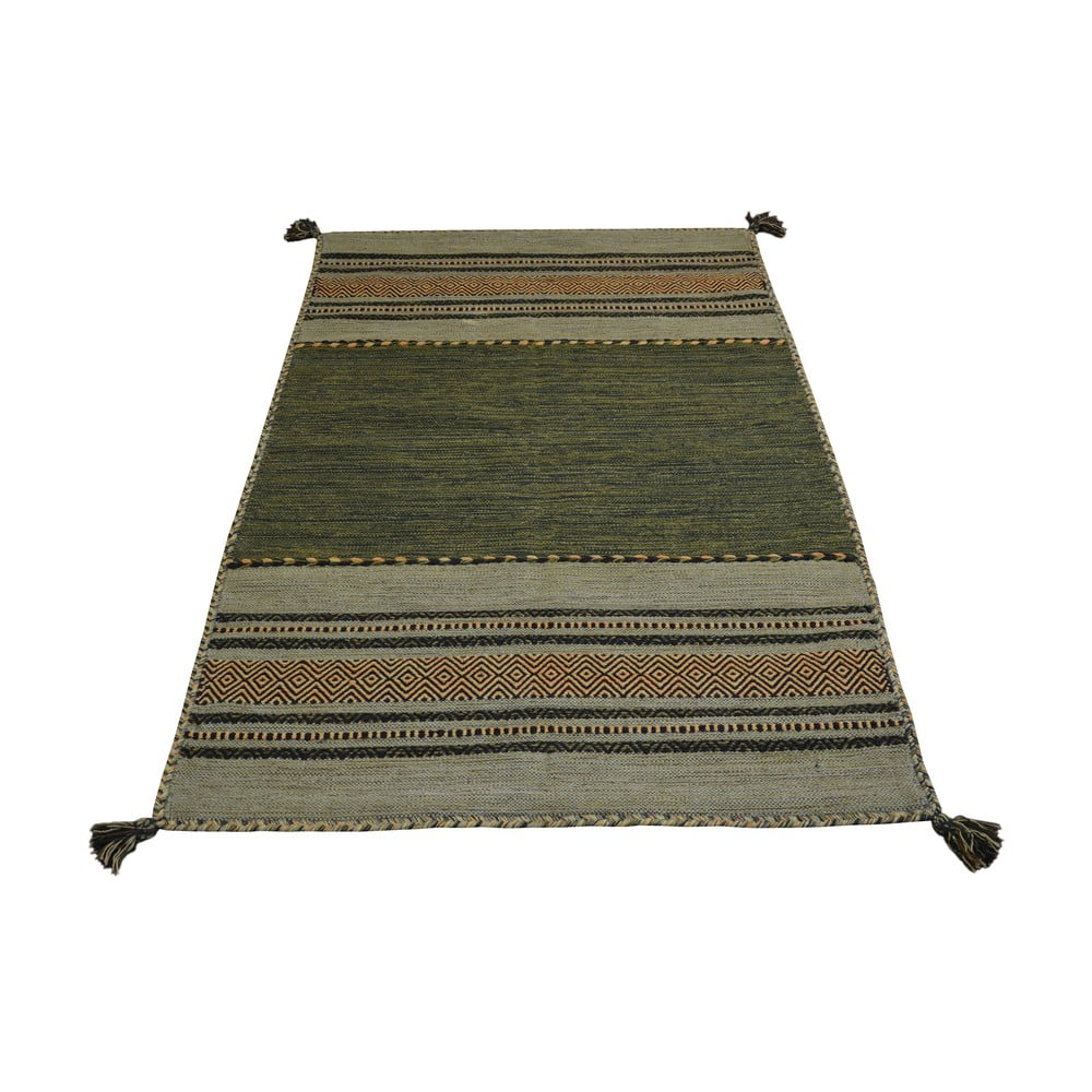 Zelený bavlnený koberec Webtappeti Antique Kilim 160 x 230 cm