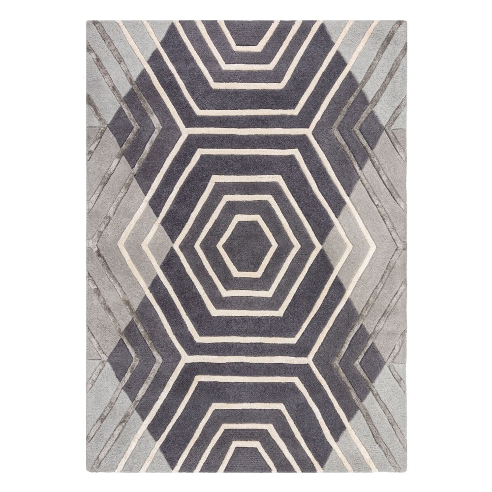 Sivý vlnený koberec Flair Rugs Harlow 160 x 230 cm