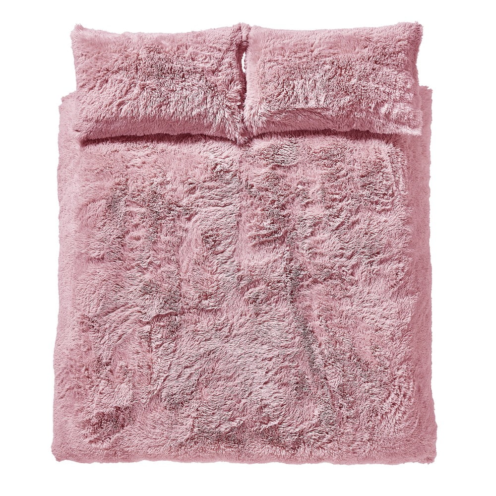 Ružové mikroplyšové obliečky Catherine Lansfield Cuddly 200 x 200 cm