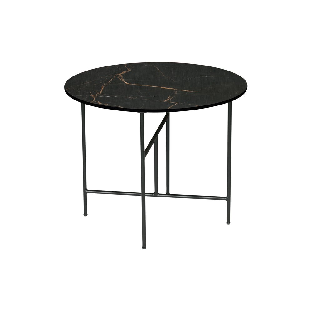 Čierny konferenčný stôl s porcelánovou doskou WOOOD Vida ⌀ 60 cm