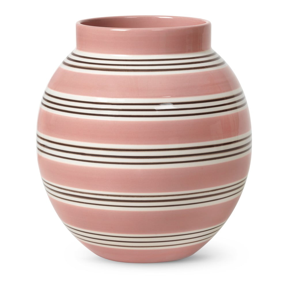 Ružovo-biela porcelánová váza Kähler Design Nuovo výška 205 cm