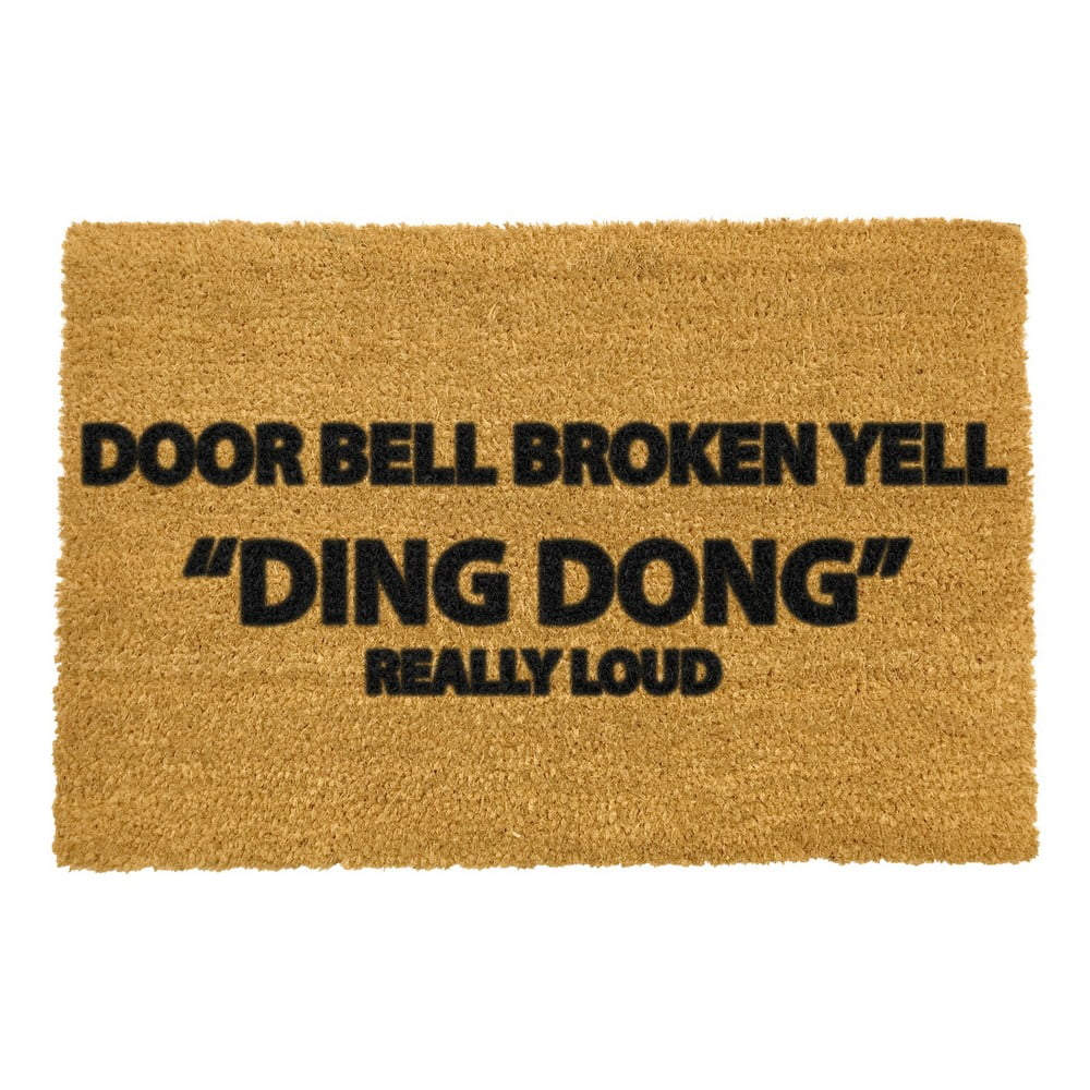 Rohožka z prírodného kokosového vlákna Artsy Doormats Yell Ding Dong 40 x 60 cm