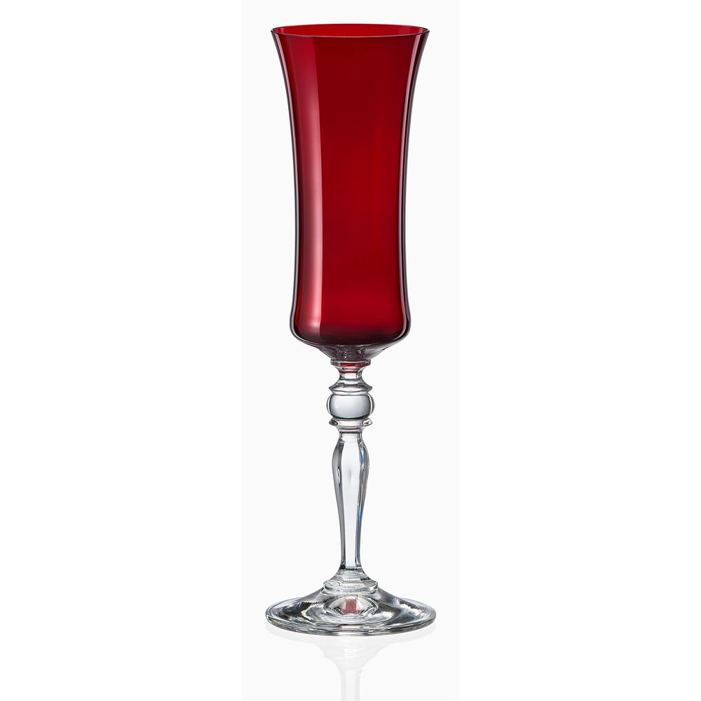 Súprava 6 červených pohárov na šampanské Crystalex Extravagance 190 ml