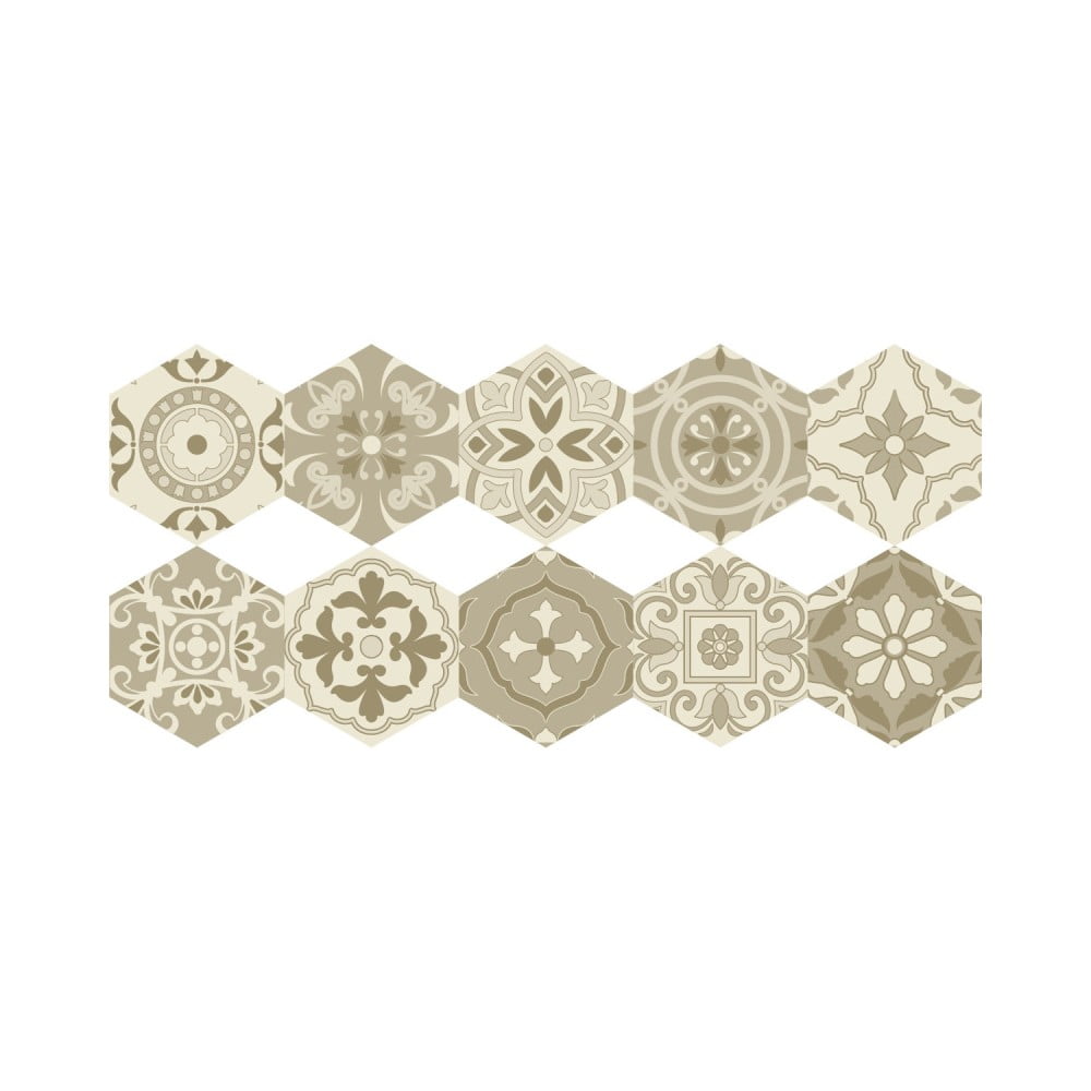 Sada 10 samolepiek na podlahu Ambiance Floor Stickers Hexagons 40 × 90 cm