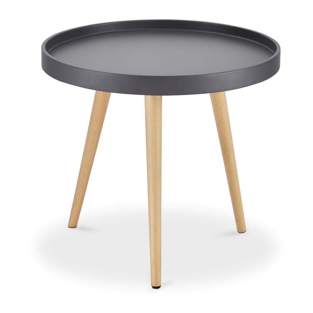 Sivý odkladací stolík s nohami z bukového dreva Furnhouse Opus Ø 50 cm