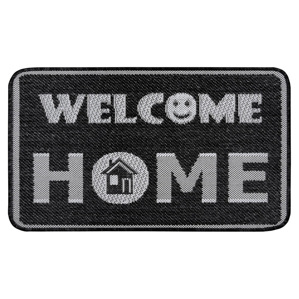 Antracitovosivá rohožka Hanse Home Weave Smiley Welcome 50 x 80 cm