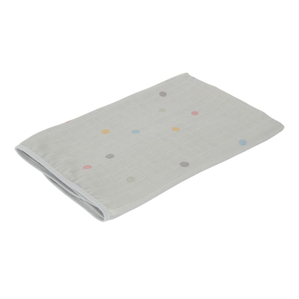 Sivý mušelínový detský uterák Kindsgut Dots 90 x 90 cm