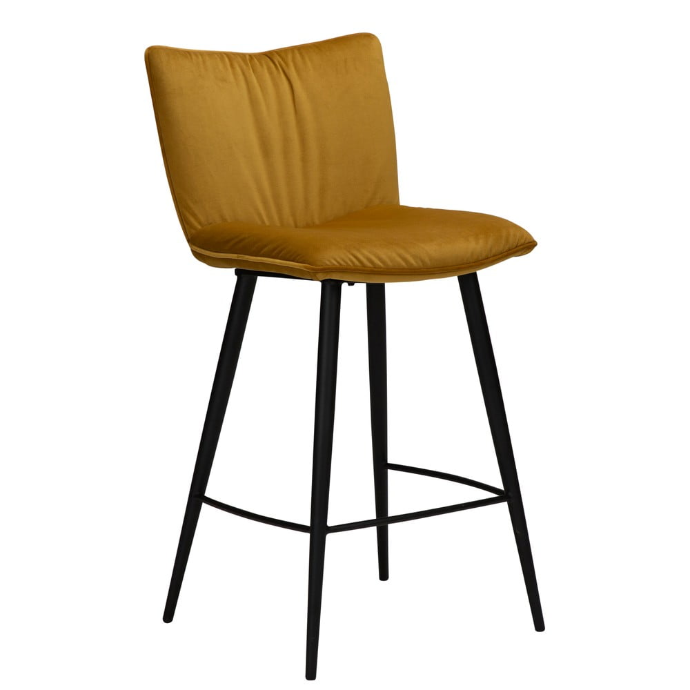 Žltá zamatová barová stolička DAN-FORM Denmark Join výška 93 cm