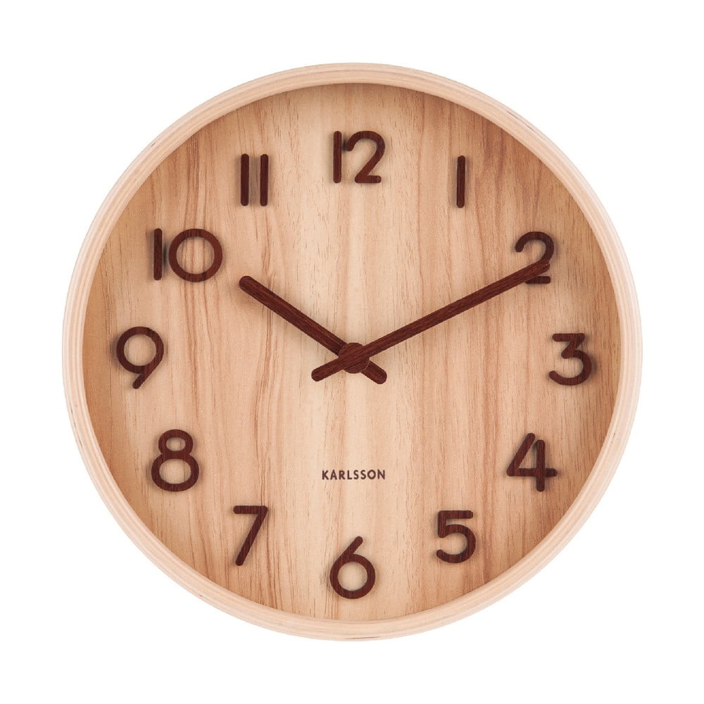 Svtlohnedé nástenné hodiny z lipového dreva Karlsson Pure Small ø 22 cm
