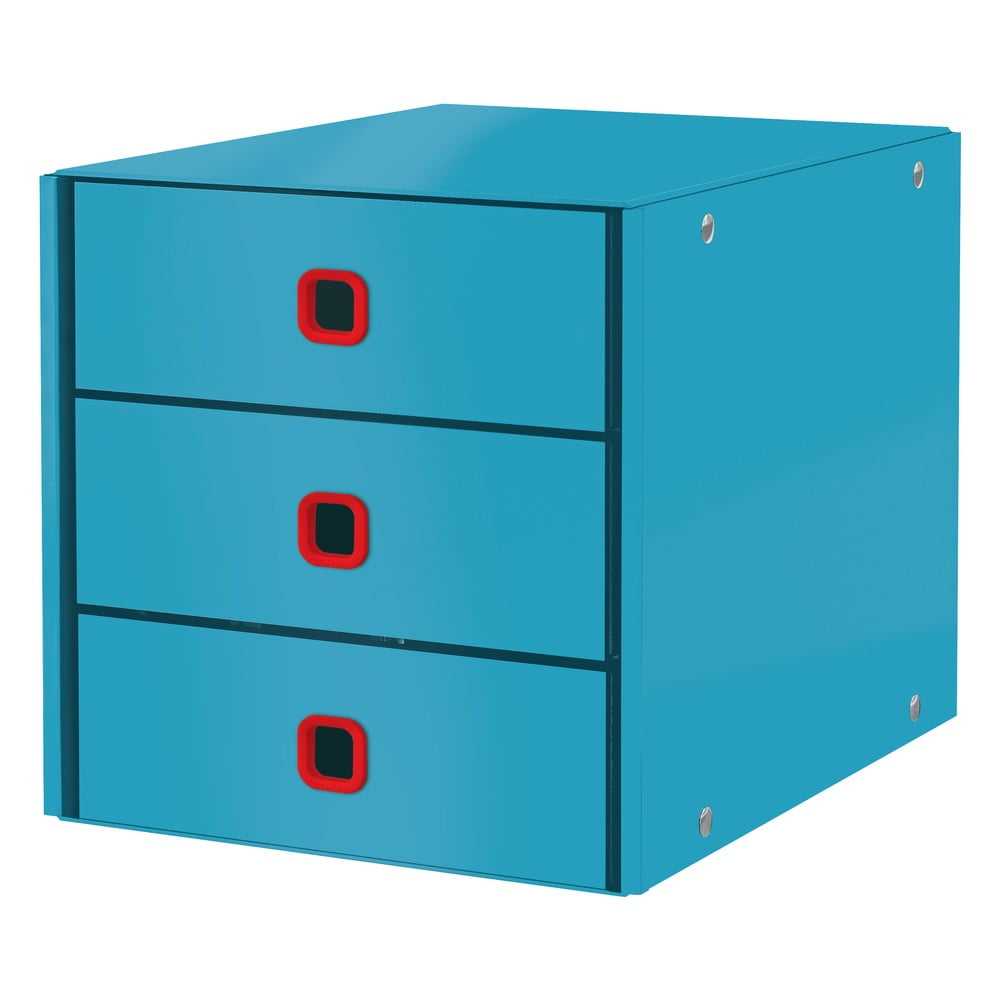 Modrý zásuvkový box s 3 zásuvkami Leitz Cosy Click  Store