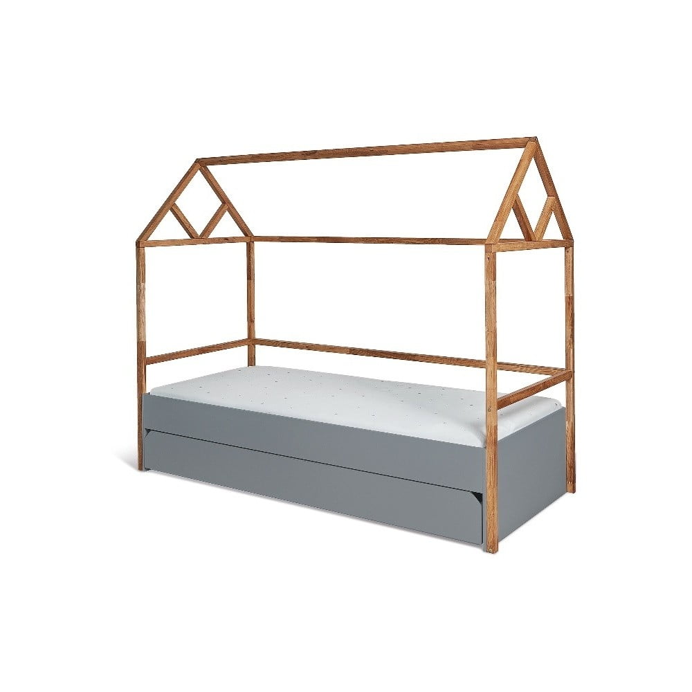 Sivá detská posteľ so zásuvkou BELLAMY Lotta 90 x 200 cm