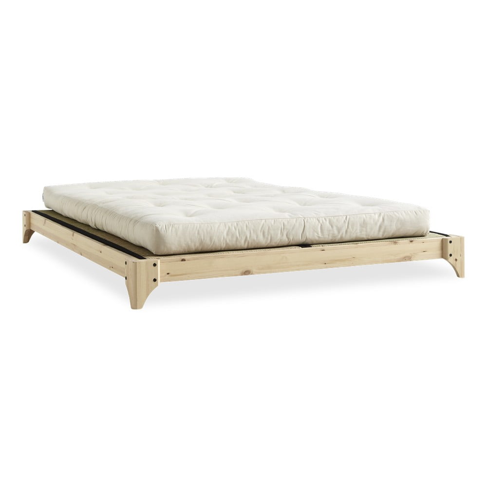 Dvojlôžková posteľ z borovicového dreva s matracom a tatami Karup Design Elan Double Latex NaturalNatural 160 × 200 cm