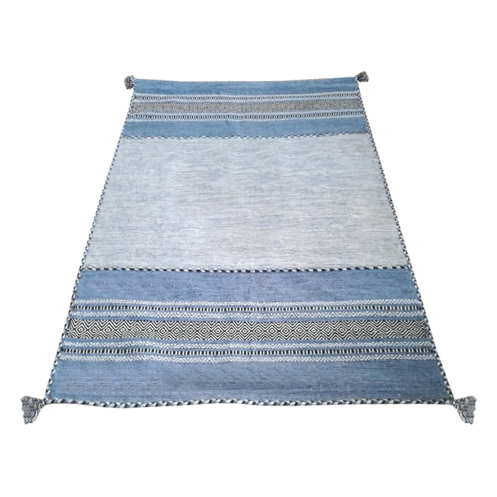 Modro-sivý bavlnený koberec Webtappeti Antique Kilim 160 x 230 cm