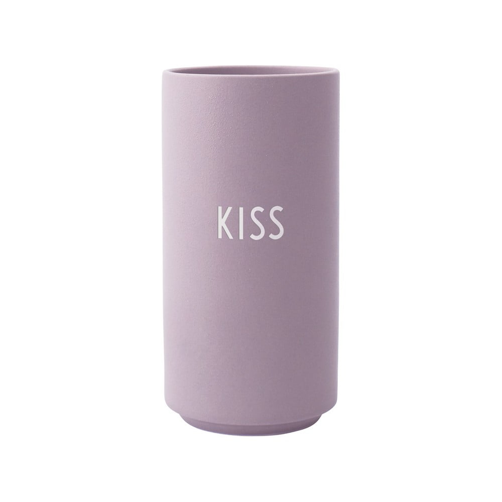 Fialová porcelánová váza Design Letters Kiss výška 11 cm