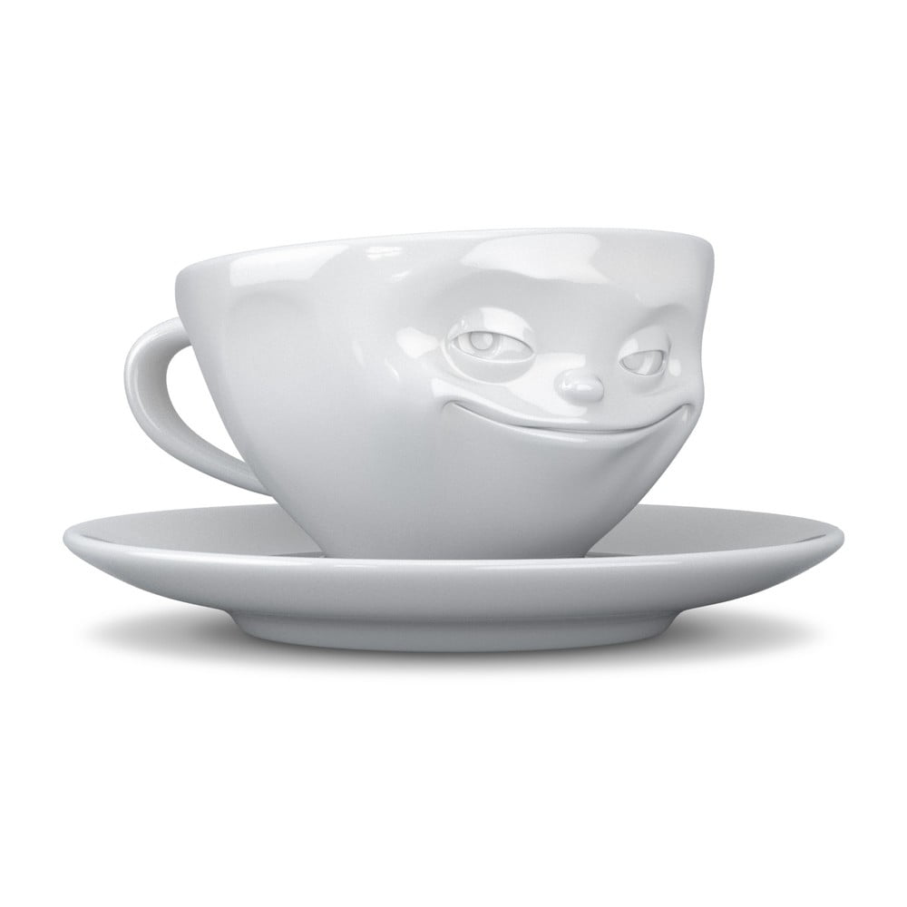Biela usmievavá porcelánová šálka na kávu 58products objem 200 ml