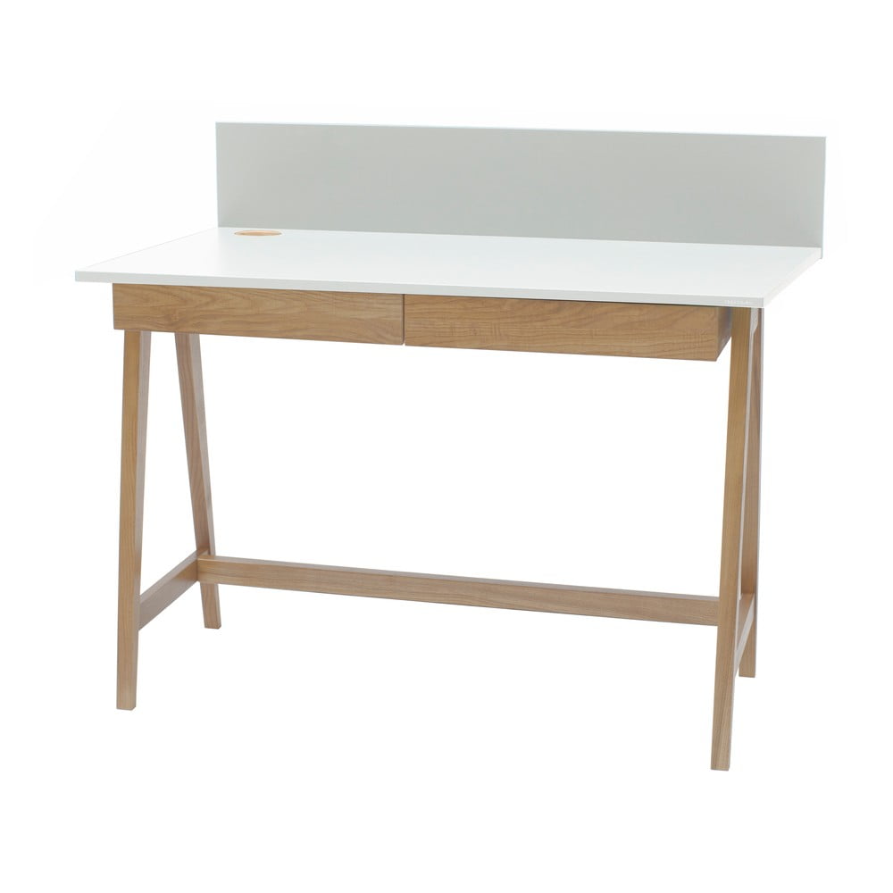 Biely písací stôl s podnožím z jaseňového dreva Ragaba Luka dĺžka 110 cm