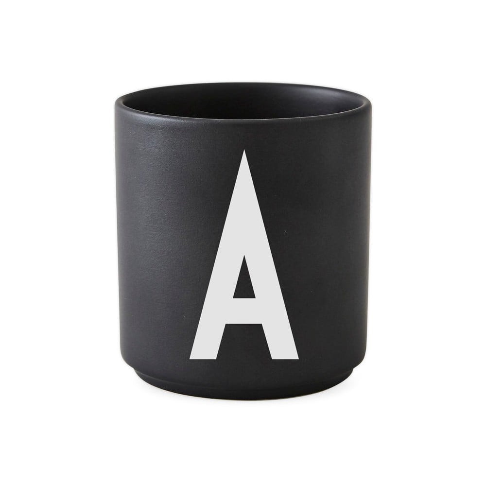Čierny porcelánový hrnček Design Letters Alphabet A 250 ml