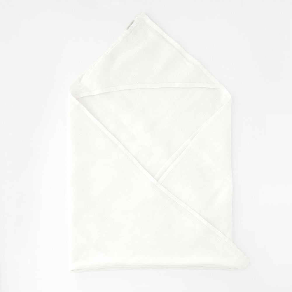 Detský biely ľanový uterák Linen Tales Waffle 100 x 100 cm