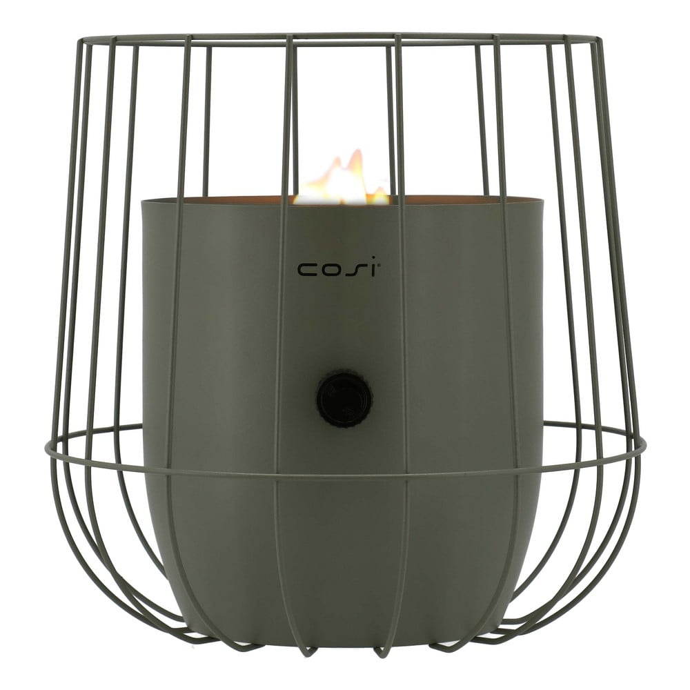 Olivovozelená plynová lampa Cosi Basket výška 31 cm