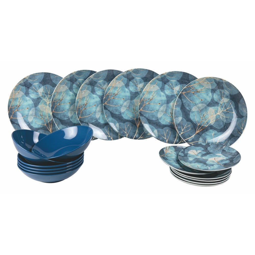18-dielna súprava modrých tanierov z porcelánu a kameniny Villa dEste Dream